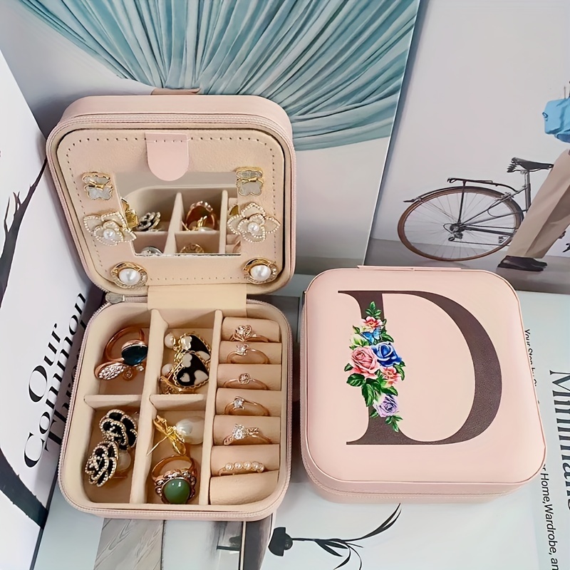 mini jewelry box with mirror portable travel jewelry case holder organizer for ring necklace earring 3 94 x3 94 x1 97 details 8