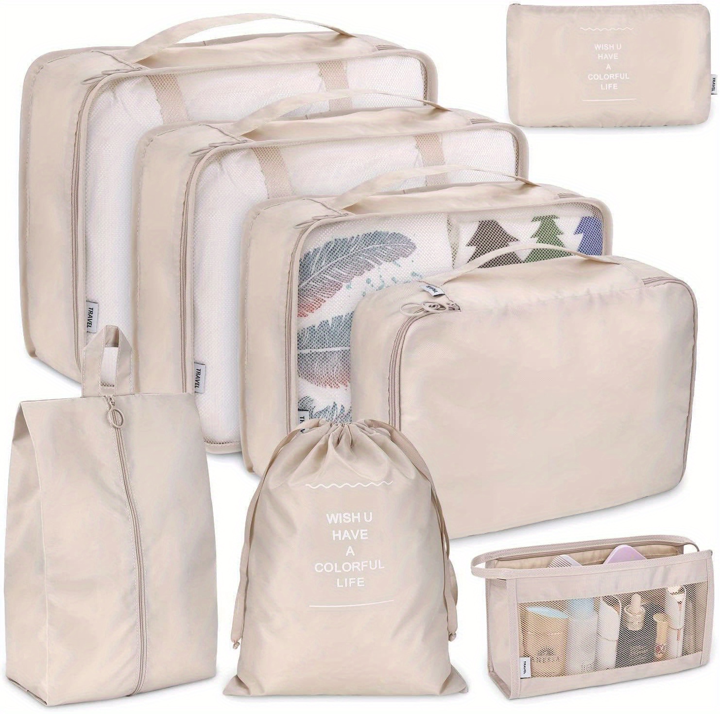 8pcs luggage packing organizer set lightweight handheld packing cubes clothing underwear shoes storage bag details 9