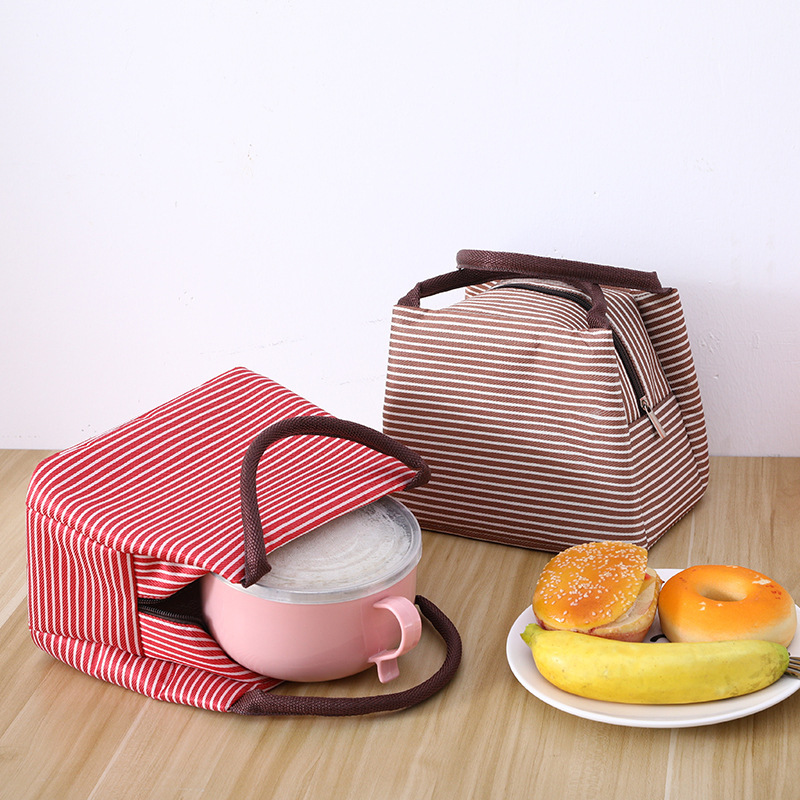 simple portable lunch bag zipper minimalist handbag with top handles foldable organizer details 6