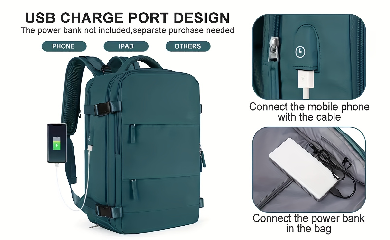 carry on large capacity travel backpack multifunctional laptop schoolbag dry and wet separation outdoor sports hiking daypack with usb charging port shoes compartment details 2