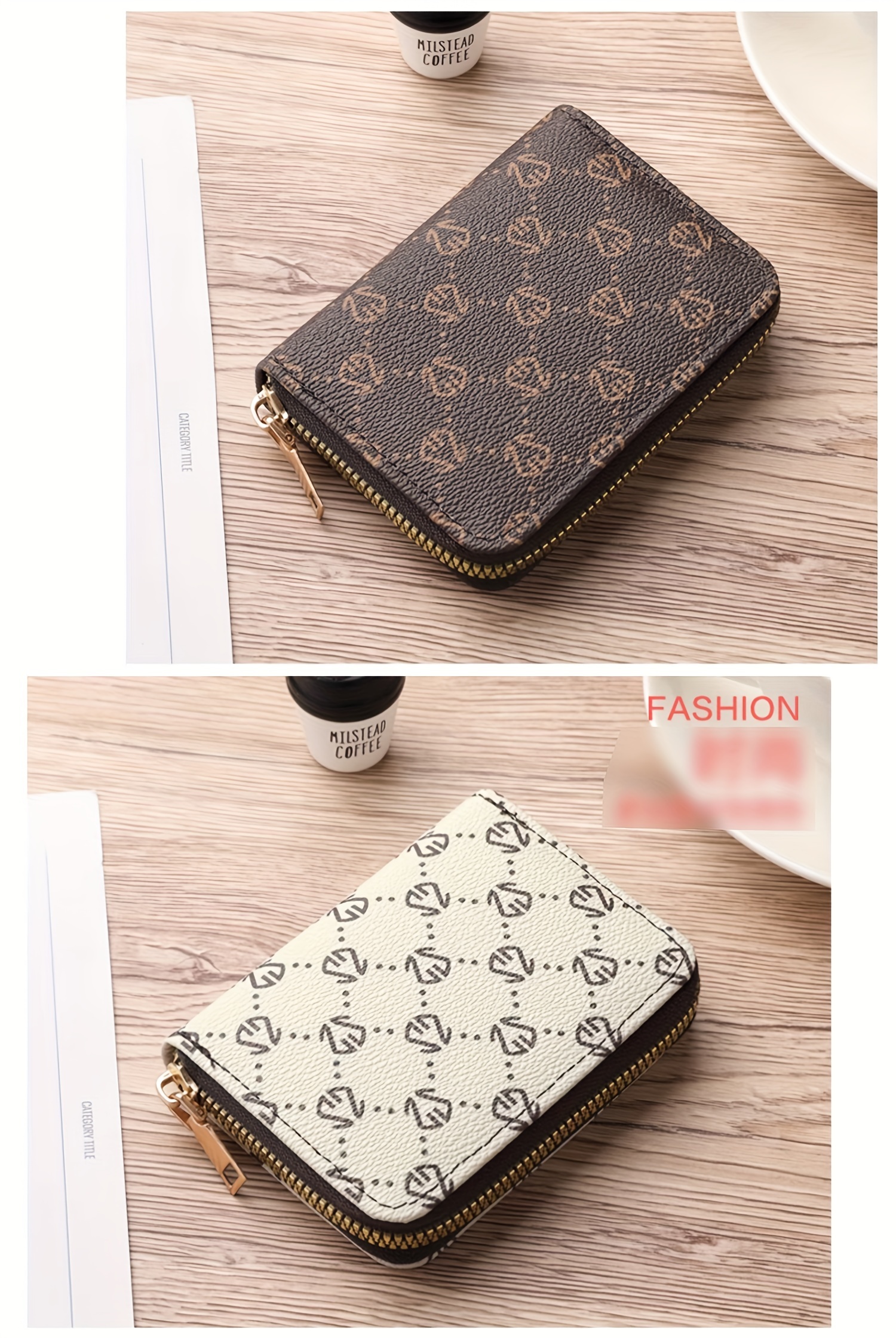 zipper around credit card holder mini printed clutch coin purse portable card wallet with multi card slots details 1