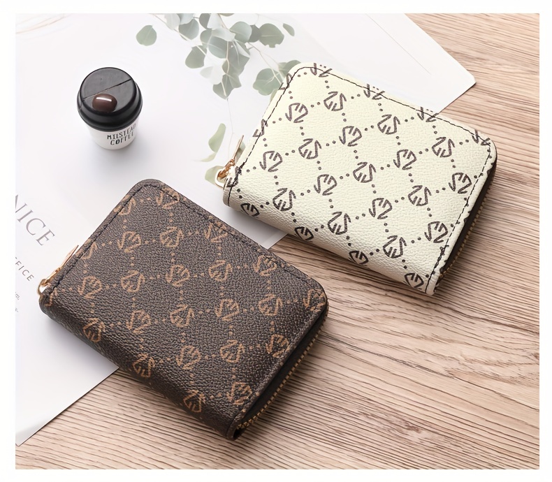 zipper around credit card holder mini printed clutch coin purse portable card wallet with multi card slots details 3