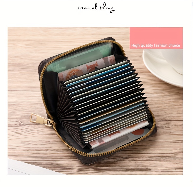 zipper around credit card holder mini printed clutch coin purse portable card wallet with multi card slots details 6