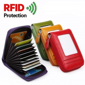 Womens Credit Card Wallet, Multi Card Case Wallet With ID Window, Zipper Card Cases Holder For Women